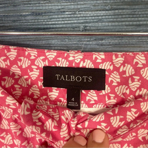 Talbots Pink Fish Pattern High Rise Cotton Blend Walking Shorts Women’s Size 4 - Picture 3 of 5